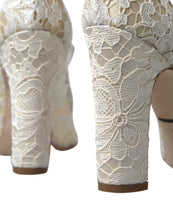 Load image into Gallery viewer, Dolce & Gabbana Chic Lace Block Heels Sandals in Cream White