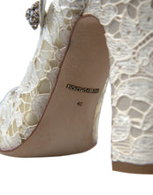 Load image into Gallery viewer, Dolce & Gabbana Chic Lace Block Heels Sandals in Cream White
