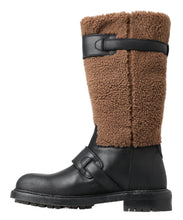 Load image into Gallery viewer, Dolce & Gabbana Black Leather Brown Shearling Boots