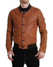 Load image into Gallery viewer, Dolce & Gabbana Brown Lambskin Leather Perforated Jacket
