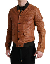 Load image into Gallery viewer, Dolce & Gabbana Brown Lambskin Leather Perforated Jacket