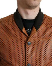 Load image into Gallery viewer, Dolce & Gabbana Brown Lambskin Leather Perforated Jacket
