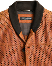 Load image into Gallery viewer, Dolce & Gabbana Brown Lambskin Leather Perforated Jacket