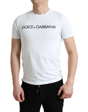 Load image into Gallery viewer, Dolce & Gabbana White Logo Print Cotton Round Neck T-shirt