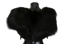 Load image into Gallery viewer, Dolce & Gabbana Elegant Black Silver Fox Fur Scarf
