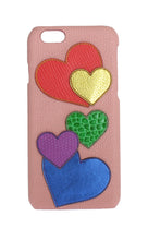 Load image into Gallery viewer, Dolce & Gabbana Chic Pink Leather Heart-Embellished Phone Cover