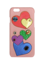 Load image into Gallery viewer, Dolce & Gabbana Chic Pink Leather Crystal iPhone Case