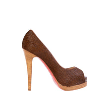 Load image into Gallery viewer, Christian Louboutin Elegant Open Toe Leather Pumps with Wooden Heel