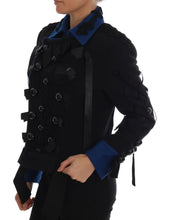 Load image into Gallery viewer, Dolce & Gabbana Chic Black & Blue Short Trench Jacket