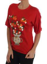 Load image into Gallery viewer, Dolce & Gabbana Red Silk Floral Embroidered Elegance Top