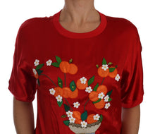 Load image into Gallery viewer, Dolce & Gabbana Red Silk Floral Embroidered Elegance Top