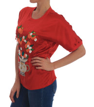 Load image into Gallery viewer, Dolce & Gabbana Elegant Red Silk Crystal-Embellished Blouse