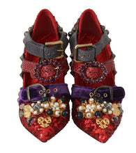 Load image into Gallery viewer, Dolce & Gabbana Red Bellucci Alta Moda Embellished Pumps