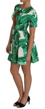 Load image into Gallery viewer, Dolce & Gabbana Elegant Green Banana Leaf Print A-Line Dress