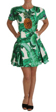 Load image into Gallery viewer, Dolce & Gabbana Elegant Green Banana Leaf Print A-Line Dress