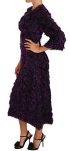 Load image into Gallery viewer, Dolce & Gabbana Elegant Fringe Sheath Dress in Purple & Black