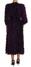 Load image into Gallery viewer, Dolce & Gabbana Elegant Fringe Sheath Dress in Purple & Black