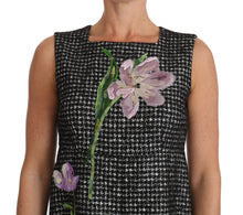 Load image into Gallery viewer, Dolce & Gabbana Elegant Gray Mini A-Line Dress with Purple Tulip