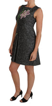 Load image into Gallery viewer, Dolce & Gabbana Elegant Gray Mini A-Line Dress with Purple Tulip