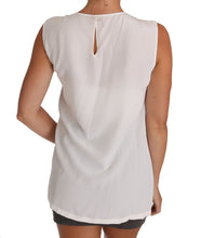 Load image into Gallery viewer, Dolce & Gabbana Elegant White Silk Sleeveless Top with Lace Detail