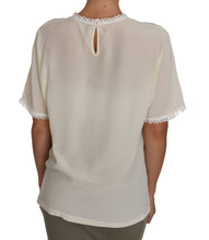Load image into Gallery viewer, Dolce & Gabbana Cream Silk Lace-Detailed Blouse Top