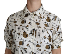 Load image into Gallery viewer, Dolce & Gabbana Silk Musical Instrument Print Polo Top