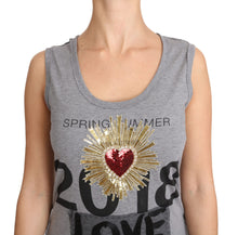 Load image into Gallery viewer, Dolce & Gabbana Sequined Heart Tank Top in Gray
