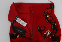 Load image into Gallery viewer, Dolce & Gabbana Ravishing Red Silk Embroidered Shorts