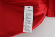 Load image into Gallery viewer, Dolce & Gabbana Red Silk Crystal-Embellished High Waist Shorts