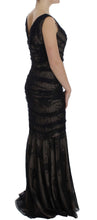 Load image into Gallery viewer, Dolce & Gabbana Elegant Black Floral Bodycon Maxi Dress
