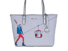 Load image into Gallery viewer, Michael Kors Jet Set Girls Print Medium Signature PVC Carryall Shoulder Tote Handbag (Bright White Multi)
