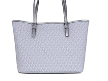 Load image into Gallery viewer, Michael Kors Jet Set Girls Print Medium Signature PVC Carryall Shoulder Tote Handbag (Bright White Multi)