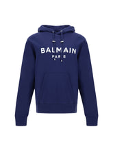 Load image into Gallery viewer, Balmain Elegant Navy Blue Monogram Hoodie