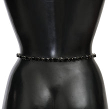 Load image into Gallery viewer, Dolce & Gabbana Luxurious Black Crystal-Embellished Leather Belt