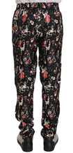 Load image into Gallery viewer, Dolce & Gabbana Elegant Black Silk Lounge Pants with Red Print