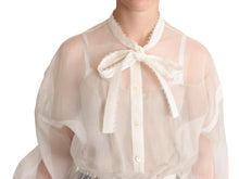 Load image into Gallery viewer, Dolce & Gabbana Elegant White Silk-Cotton Ascot Blouse