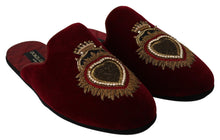 Load image into Gallery viewer, Dolce & Gabbana Red Velvet Embroidered Slides