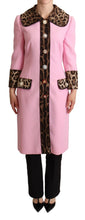 Load image into Gallery viewer, Dolce & Gabbana Chic Pink Leopard Trench with Crystal Buttons