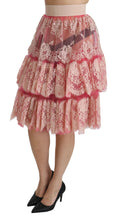 Load image into Gallery viewer, Dolce & Gabbana Elegant Pink Lace High-Waist Skirt