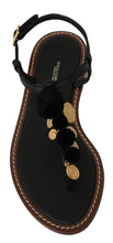 Load image into Gallery viewer, Dolce & Gabbana Pom Pom Flip Flop Ankle Strap Flats