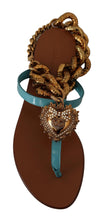 Load image into Gallery viewer, Dolce & Gabbana Blue Leather Devotion Flats Sandals
