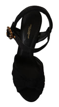 Load image into Gallery viewer, Dolce & Gabbana Black Tulle Ankle Strap Heels with Crystal Buckle