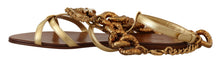 Load image into Gallery viewer, Dolce & Gabbana Chic Gladiator Flats with Heart and Chain Accents