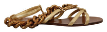 Load image into Gallery viewer, Dolce & Gabbana Chic Gladiator Flats with Heart and Chain Accents