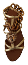 Load image into Gallery viewer, Dolce & Gabbana Chic Gladiator Flats with Heart and Chain Accents