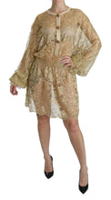 Load image into Gallery viewer, Dolce & Gabbana Elegant Gold Lace A-Line Knee Length Dress
