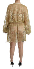 Load image into Gallery viewer, Dolce & Gabbana Elegant Gold Lace A-Line Knee Length Dress
