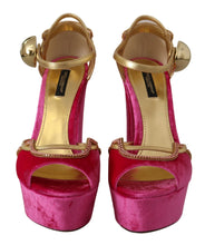 Load image into Gallery viewer, Dolce & Gabbana Ethereal Pink Velvet Crystal Sandals