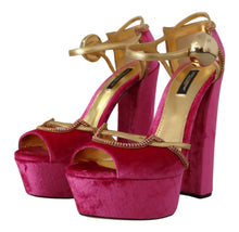 Load image into Gallery viewer, Dolce & Gabbana Ethereal Pink Velvet Crystal Sandals