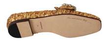 Load image into Gallery viewer, Dolce & Gabbana Gold Sequin Crystal Flat Women Loafers Shoes